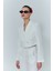 Kruvaze Crop Blazer Ceket Ekru 3