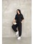 Osy Modal Yumuşak Dokulu Kumaş Oversize Bisiklet Yaka T-Shirt Jogger Eşofman Altı Eşofman Takımı - Siyah 1