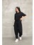 Osy Modal Yumuşak Dokulu Kumaş Oversize Bisiklet Yaka T-Shirt Jogger Eşofman Altı Eşofman Takımı - Siyah 2