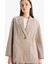 Relax Fit Ceket Yaka Çizgi Desenli Keten Blazer Ceket E4561AX25SP 1