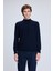 Lacivert Regular Fit Jakarlı Yarım Balıkçı Yaka Yünlü Kazak 1