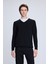Siyah Regular Fit V Yaka Rayon Kazak 1