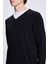 Siyah Regular Fit V Yaka Rayon Kazak 4
