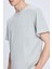 Gri Regular Fit Bisiklet Yaka Pamuklu Triko Tişört 4