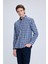 Mavi Slim Fit Kareli Düğmeli Yaka Uzun Kollu Pamuklu Gömlek 3