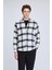 Siyah Slim Fit Kareli Düğmeli Yaka Uzun Kollu Pamuklu Gömlek 1