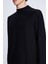 Siyah Regular Fit Jakarlı Yarım Balıkçı Yaka Sweatshirt 4