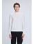Beyaz Regular Fit Jakarlı Yarım Balıkçı Yaka Sweatshirt 1