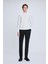 Beyaz Regular Fit Jakarlı Yarım Balıkçı Yaka Sweatshirt 2