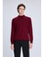 Bordo Regular Fit Yarım Balıkçı Yaka Yünlü Triko Kazak 1
