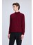 Bordo Regular Fit Yarım Balıkçı Yaka Yünlü Triko Kazak 3