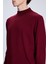 Bordo Regular Fit Yarım Balıkçı Yaka Yünlü Triko Kazak 4