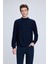 Lacivert Regular Fit Jakarlı Yarım Balıkçı Yaka Sweatshirt 1