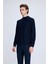 Lacivert Regular Fit Jakarlı Yarım Balıkçı Yaka Sweatshirt 3