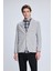 Gri Comfort Fit Desenli Mono Yaka Klasik Ceket 1