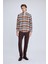 Kiremit Slim Fit Kareli Düğmeli Yaka Uzun Kollu Pamuklu Gömlek 2