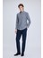 Lacivert Slim Fit Kareli Düğmeli Yaka Uzun Kollu Pamuklu Gömlek 2