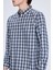 Lacivert Slim Fit Kareli Düğmeli Yaka Uzun Kollu Pamuklu Gömlek 4