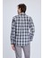 Gri Slim Fit Kareli Düğmeli Yaka Uzun Kollu Pamuklu Gömlek 5