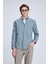 Haki Slim Fit Kareli Düğmeli Yaka Uzun Kollu Pamuklu Gömlek 1