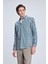 Haki Slim Fit Kareli Düğmeli Yaka Uzun Kollu Pamuklu Gömlek 3