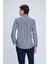 Lacivert Slim Fit Kareli Düğmeli Yaka Uzun Kollu Pamuklu Gömlek 5