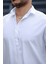 Yarım Pat Yakalı York Pamuk Kumaşlı Uzun Kollu Erkek Gömlek - Beyaz 7