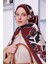 Bordo Yaprak Desen Royal Şal 3