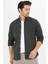 Erkek Haki Slim Fit Dar Kalıp Çift Cepli Pamuklu Kot Gömlek 1