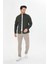 Erkek Haki Slim Fit Dar Kalıp Çift Cepli Pamuklu Kot Gömlek 3