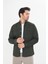 Erkek Haki Slim Fit Dar Kalıp Çift Cepli Pamuklu Kot Gömlek 5