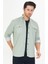 Erkek Su Yeşili Slim Fit Dar Kalıp Çift Cepli Pamuklu Kot Gömlek 1