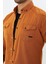 Erkek Hardal Slim Fit Dar Kalıp Çift Cepli Pamuklu Kot Gömlek 3