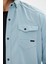 Erkek Mint Slim Fit Dar Kalıp Çift Cepli Pamuklu Kot Gömlek 2