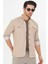 Erkek Vizon Slim Fit Dar Kalıp Çift Cepli Pamuklu Kot Gömlek 1