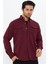 Erkek Bordo Slim Fit Dar Kalıp Çift Cepli Pamuklu Kot Gömlek 1
