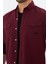 Erkek Bordo Slim Fit Dar Kalıp Çift Cepli Pamuklu Kot Gömlek 2