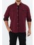 Erkek Bordo Slim Fit Dar Kalıp Çift Cepli Pamuklu Kot Gömlek 3