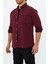 Erkek Bordo Slim Fit Dar Kalıp Çift Cepli Pamuklu Kot Gömlek 5