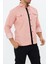 Erkek Pudra Slim Fit Dar Kalıp Çift Cepli Pamuklu Kot Gömlek 5