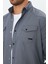 Erkek Gri Slim Fit Dar Kalıp Çift Cepli Pamuklu Kot Gömlek 2