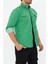 Erkek Yeşil Slim Fit Dar Kalıp Çift Cepli Pamuklu Kot Gömlek 5