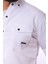 Erkek Beyaz Slim Fit Dar Kalıp Çift Cepli Pamuklu Kot Gömlek 2