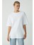 Modest Vıvıan Kadın %100 Organik Pamuklu Oversize Fit Bisiklet Yaka Basic Ekru Büyük Beden T-shirt 1