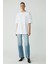 Modest Vıvıan Kadın %100 Organik Pamuklu Oversize Fit Bisiklet Yaka Basic Ekru Büyük Beden T-shirt 2