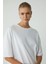 Modest Vıvıan Kadın %100 Organik Pamuklu Oversize Fit Bisiklet Yaka Basic Ekru Büyük Beden T-shirt 3