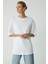 Modest Vıvıan Kadın %100 Organik Pamuklu Oversize Fit Bisiklet Yaka Basic Ekru Büyük Beden T-shirt 4