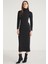 Modest Katja Kadın Vücudu Tamamen Saran Slim Fit Dar Kesim Dik Yaka Midi Boy Siyah Elbise 3