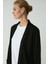 Modest Nora Kadın Örme Çelikli Interlok Kumaşlı Takma Cepli Şal Yakalı Blazer Uzun Siyah Ceket 5