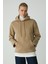 Ethiquet Piper Kadın İçi Polarlı Yumuşacık Confort Fit Kapüşonlu Kanguru Cep Bej Sweatshirt 1